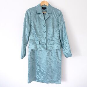 100% Silk Vintage Ice blue dress and blazer set Size: Xs-sm